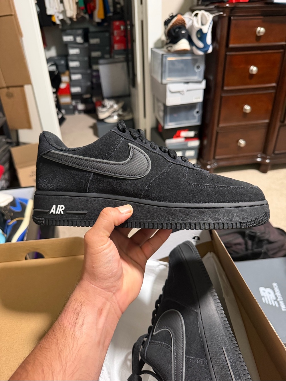 Nike Men's Air Force 1 Low in Black Suede